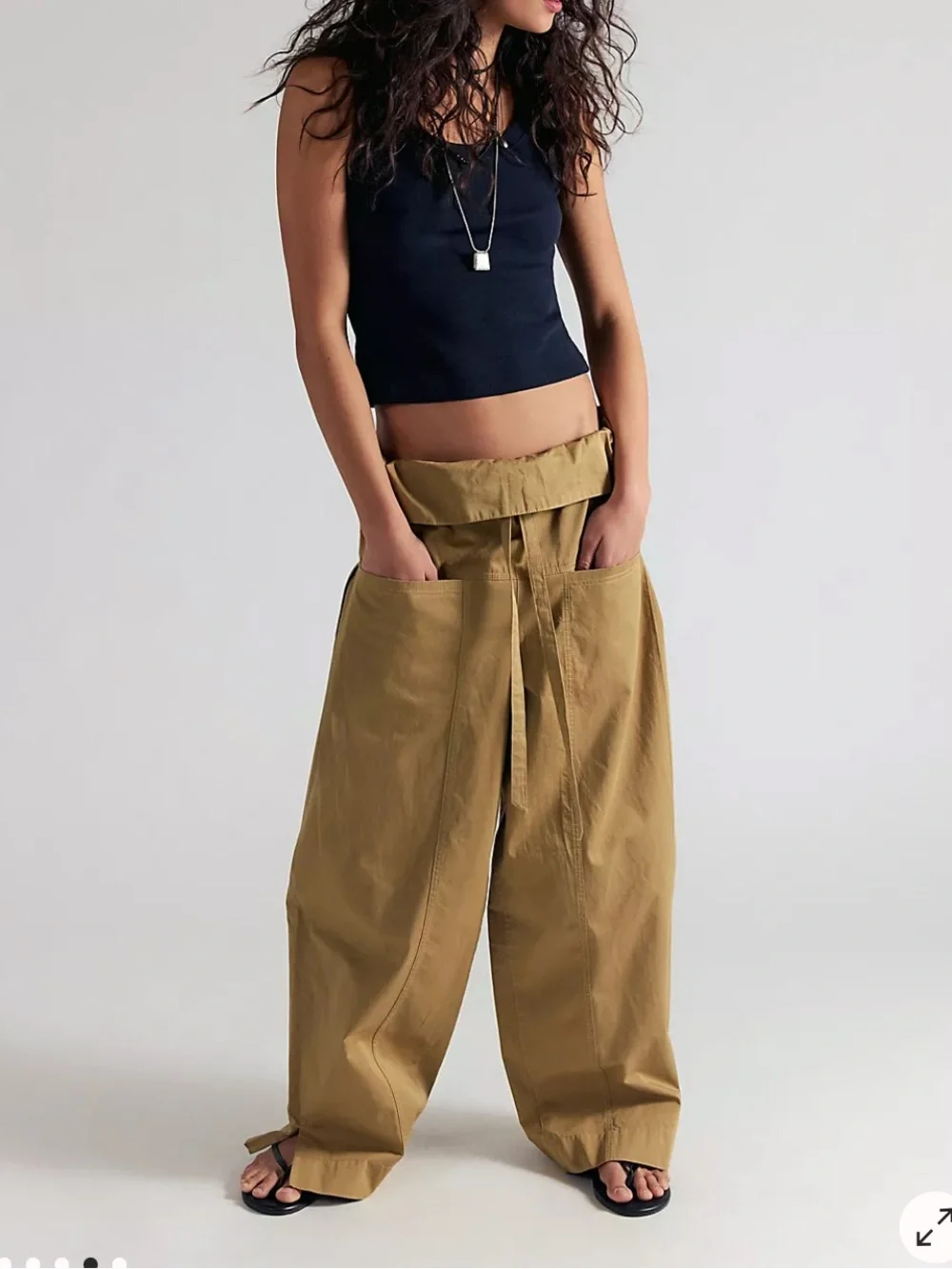 Free People NEW Paperbag Waist Pants in Tan